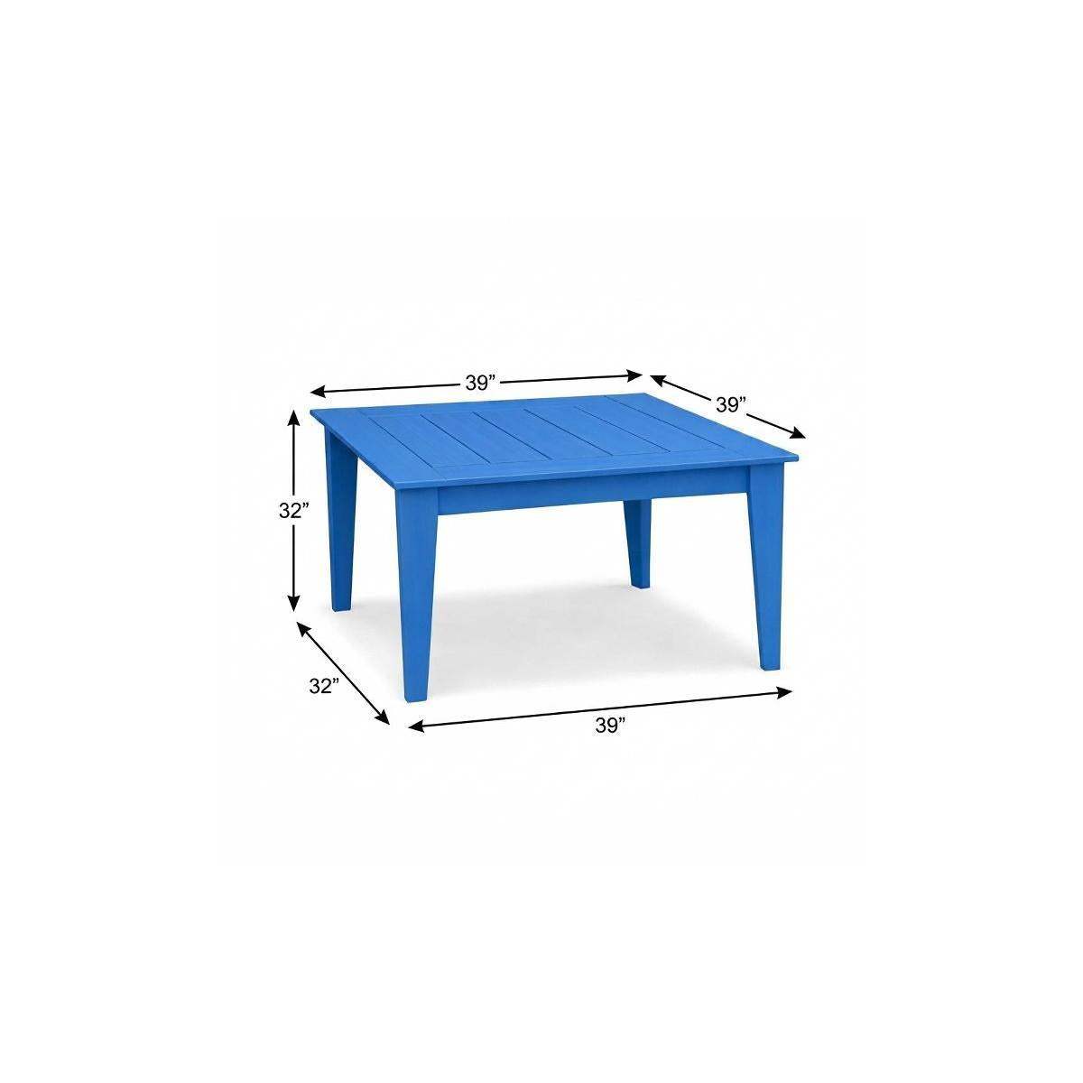 39" Blue Heavy Duty Plastic Square Outdoor Dining Table - HomeRoots - Flyclothing LLC