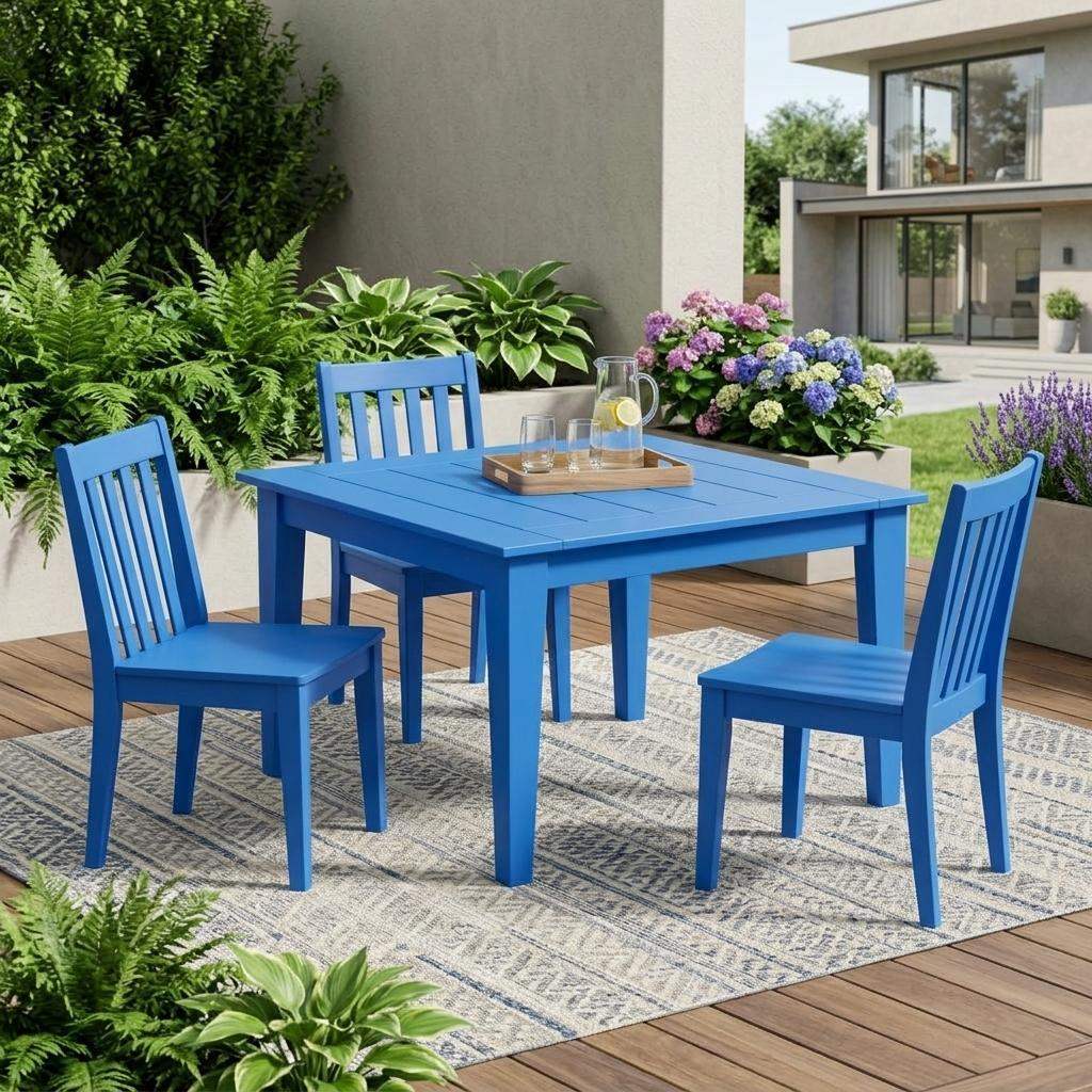 39" Blue Heavy Duty Plastic Square Outdoor Dining Table - HomeRoots - Flyclothing LLC
