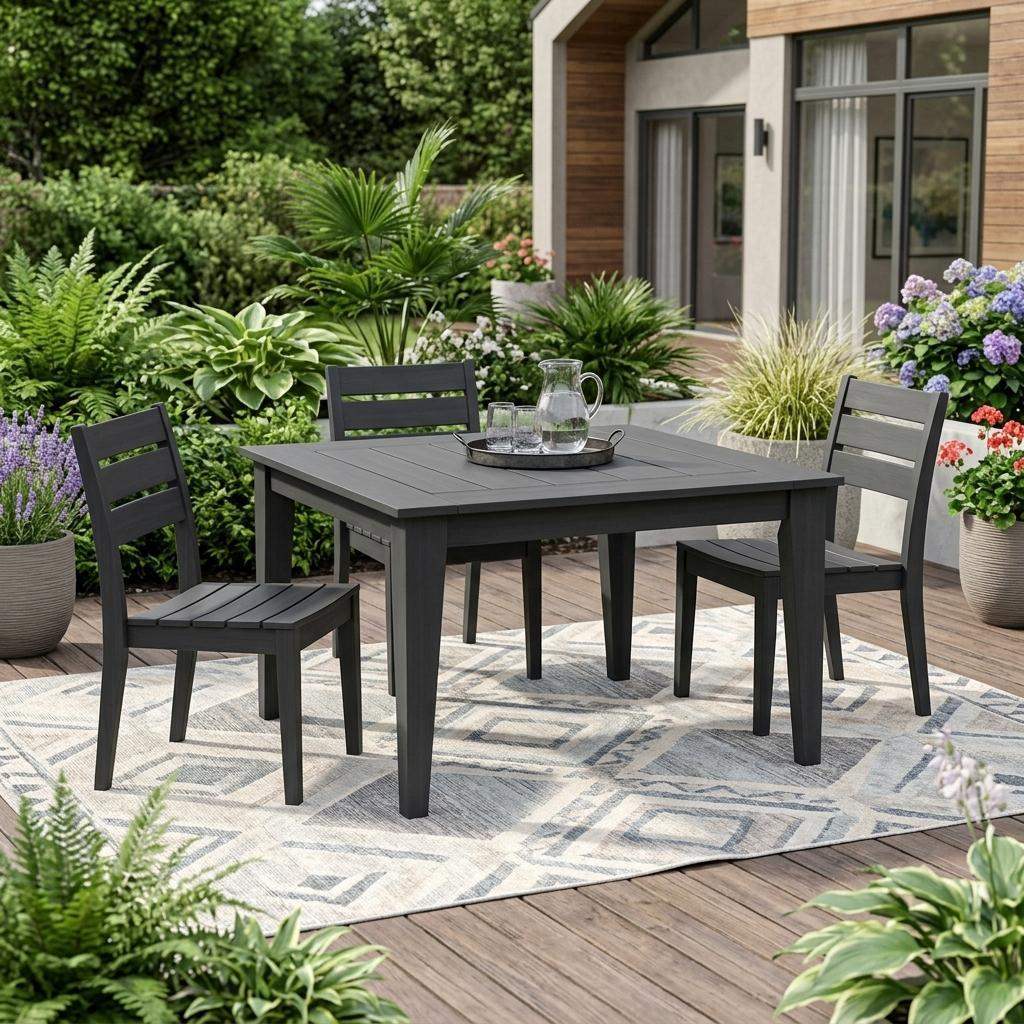 39" Dark Gray Heavy Duty Plastic Square Outdoor Dining Table - HomeRoots - Flyclothing LLC