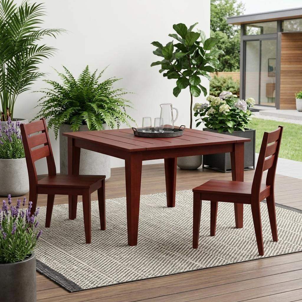 39" Mahogany Heavy Duty Plastic Square Outdoor Dining Table - HomeRoots - Flyclothing LLC
