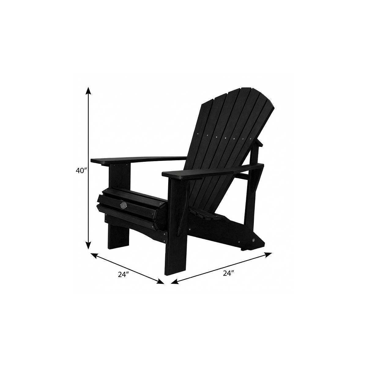 24" Black Heavy Duty Plastic Outdoor Adirondack Chair - HomeRoots - Flyclothing LLC