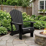 24" Black Heavy Duty Plastic Outdoor Adirondack Chair - HomeRoots - Flyclothing LLC