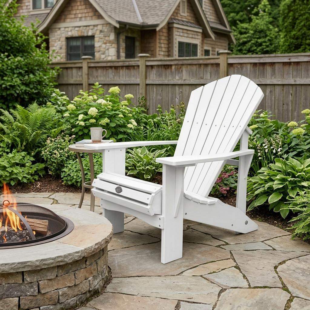 24" White Heavy Duty Plastic Outdoor Adirondack Chair - HomeRoots - Flyclothing LLC