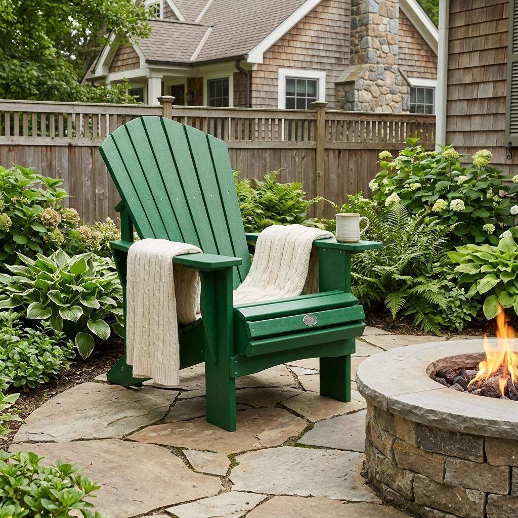 24" Green Heavy Duty Plastic Outdoor Adirondack Chair - HomeRoots - Flyclothing LLC