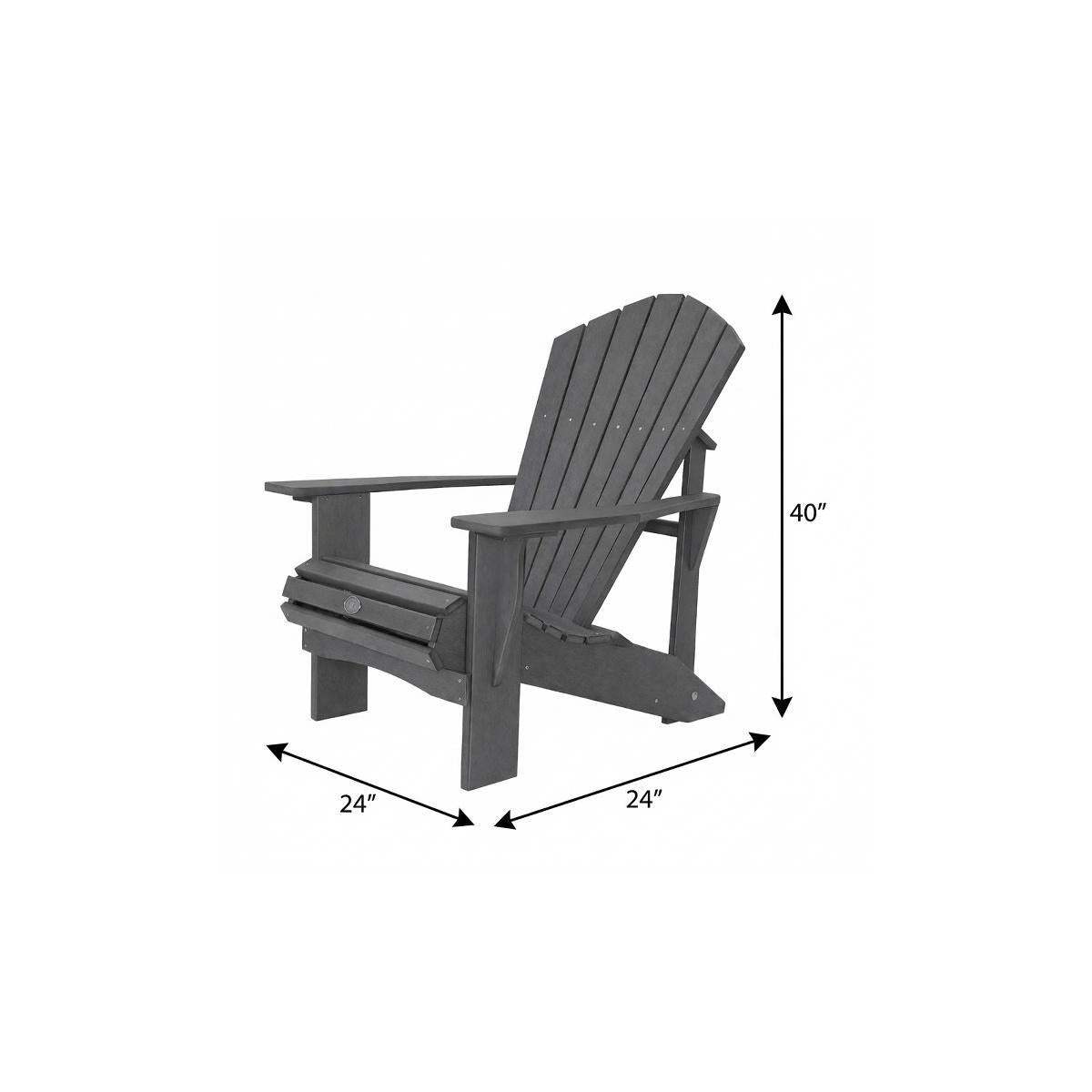 24" Gray Heavy Duty Plastic Outdoor Adirondack Chair - HomeRoots - Flyclothing LLC