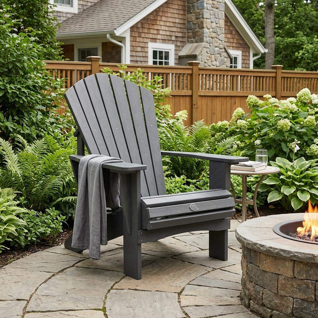 24" Gray Heavy Duty Plastic Outdoor Adirondack Chair - HomeRoots - Flyclothing LLC