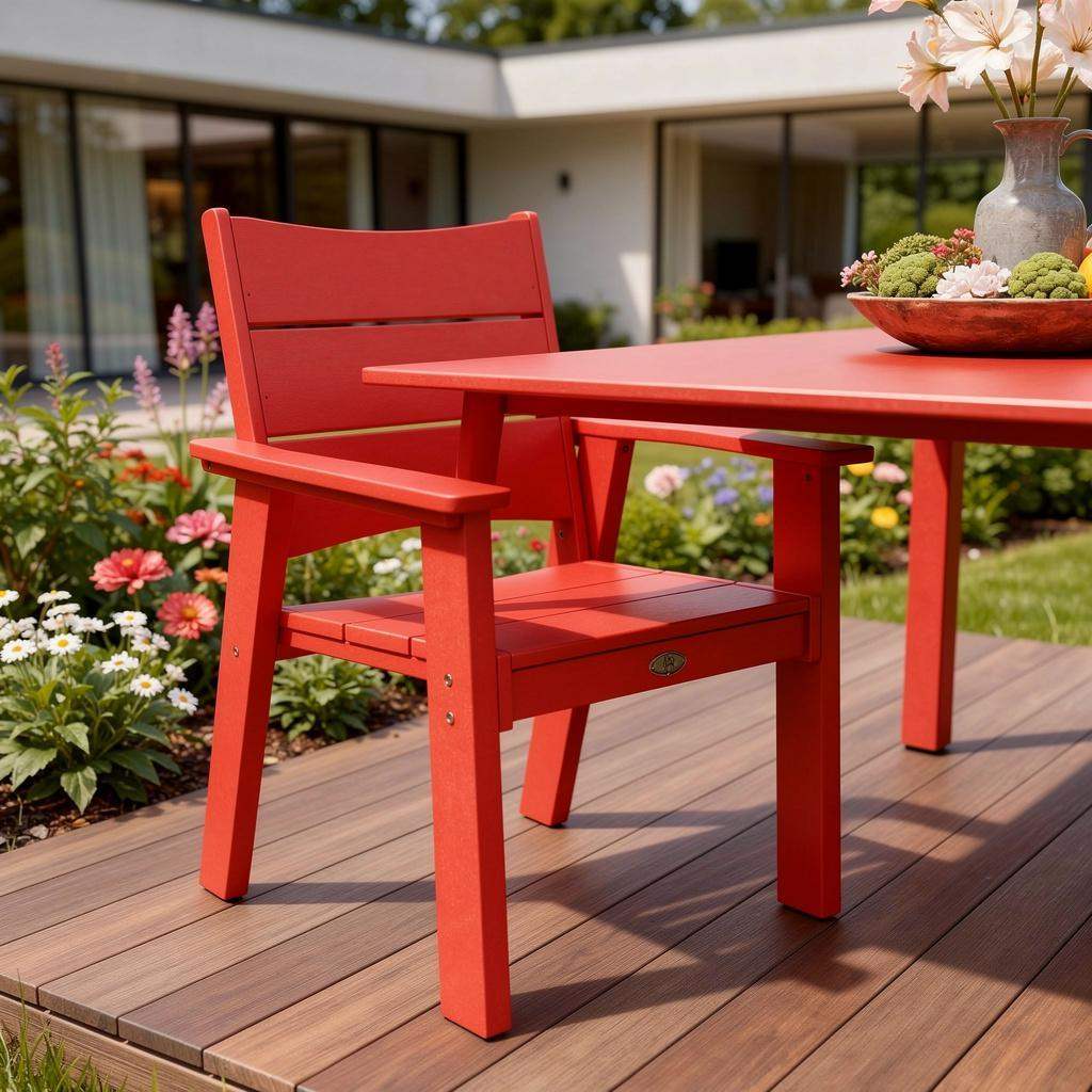 26" Red Heavy Duty Plastic Outdoor Dining Chair - HomeRoots - Flyclothing LLC