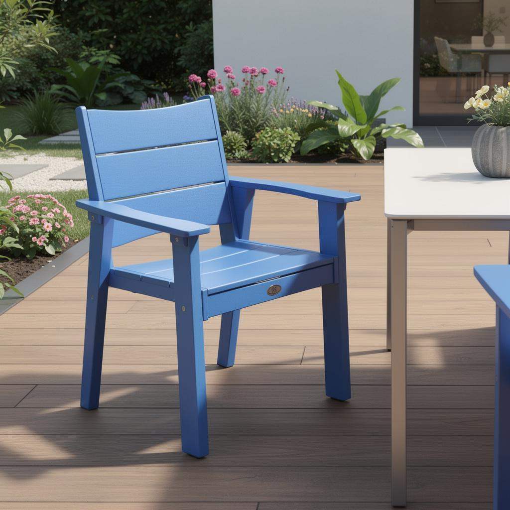 26" Blue Heavy Duty Plastic Outdoor Dining Chair - HomeRoots - Flyclothing LLC