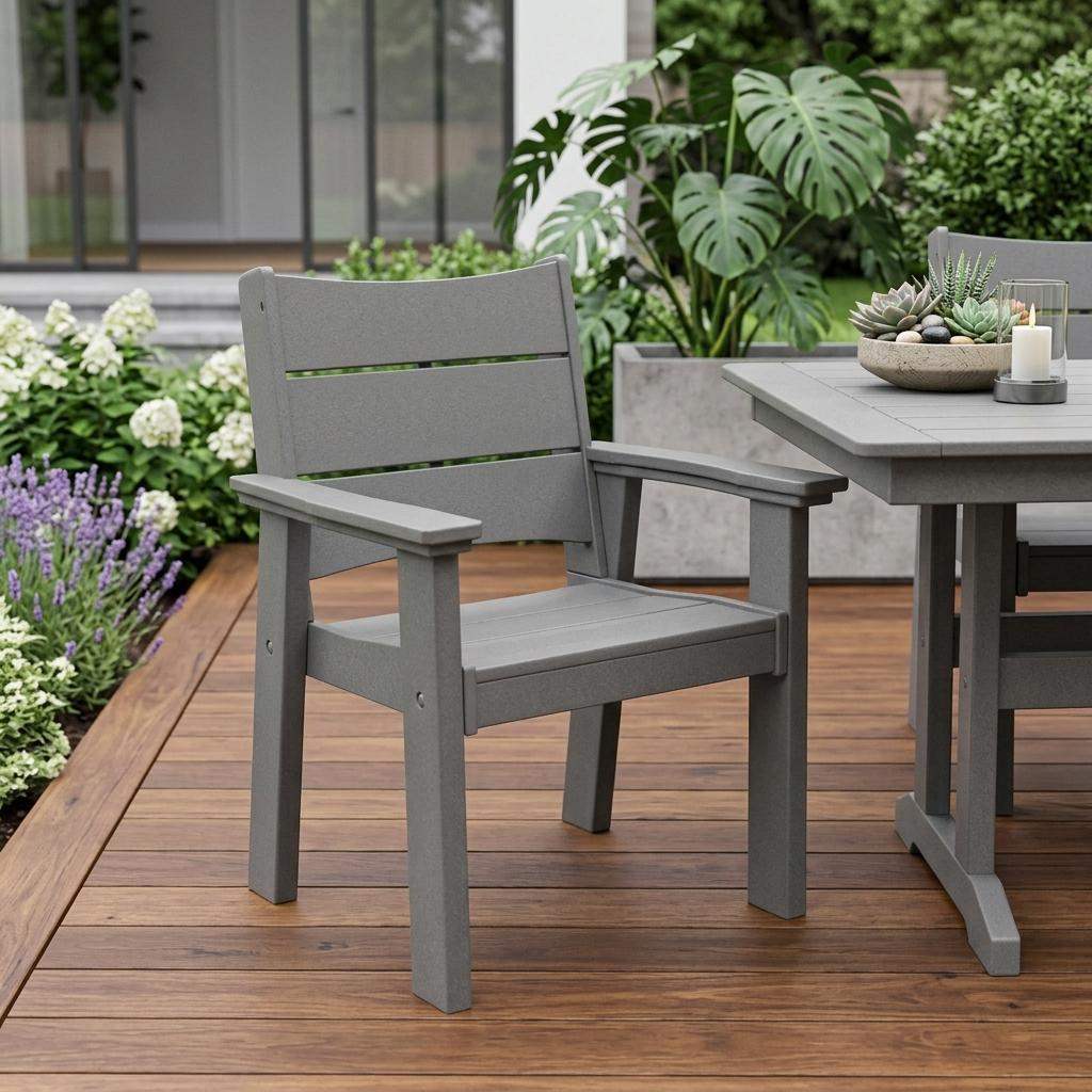 26" Gray Heavy Duty Plastic Outdoor Dining Chair - HomeRoots - Flyclothing LLC