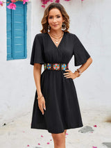 Surplice Flutter Sleeve Mini Dress - Trendsi - Flyclothing LLC