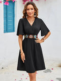 Surplice Flutter Sleeve Mini Dress - Trendsi