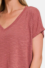 Zenana V-Neck Short Sleeve Crop T-Shirt - Trendsi - Flyclothing LLC