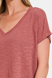 Zenana V-Neck Short Sleeve Crop T-Shirt - Trendsi - Flyclothing LLC