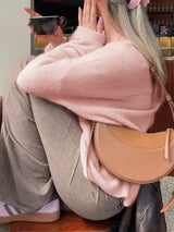 Ribbed Round Neck Dropped Shoulder Sweater - Trendsi - Flyclothing LLC