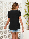 Swiss Dot Lace Detail V-Neck Blouse - Trendsi - Flyclothing LLC