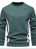 Men's Side Striped Contrast Round Neck Sweatshirt - Trendsi - Flyclothing LLC