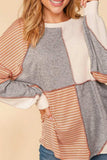 Exposed Seam Color Block Round Neck Top - Trendsi - Flyclothing LLC