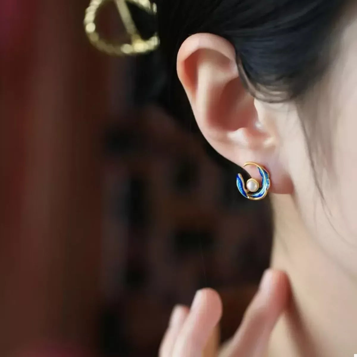 Feather Pearl Stud Earrings - Trendsi - Flyclothing LLC