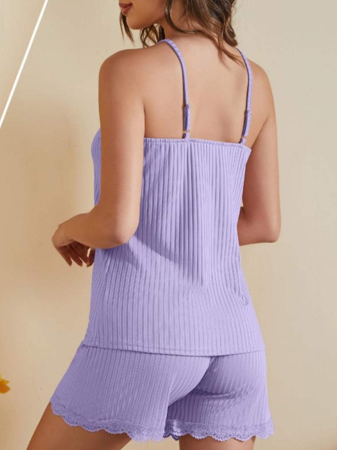 Ribbed Scoop Neck Top and Shorts Lounge Set - Trendsi - Flyclothing LLC