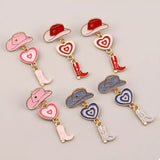 Cowgirl Boots Heart Dangle Earrings - Trendsi - Flyclothing LLC