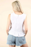 VERY J Side Tie Detail Ruffled Sleeveless Top - Trendsi