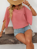 Mandy Ruffled Asymmetrical Neck Half Sleeve Blouse - Trendsi