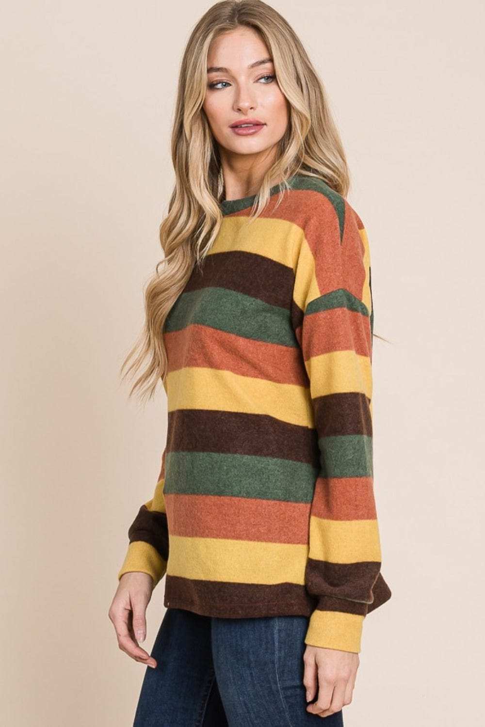 BOMBOM Multi-Color Striped Knit Top - Trendsi - Flyclothing LLC