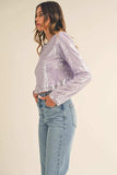 MABLE Shoulder Padded Sequin Crop Top - Trendsi - Flyclothing LLC