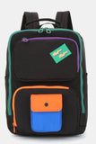 Himawari Contrast Nylon Backpack Bag with Handles - Trendsi