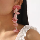 Floral Petal Beaded Tassel Drop Earrings - Trendsi - Flyclothing LLC
