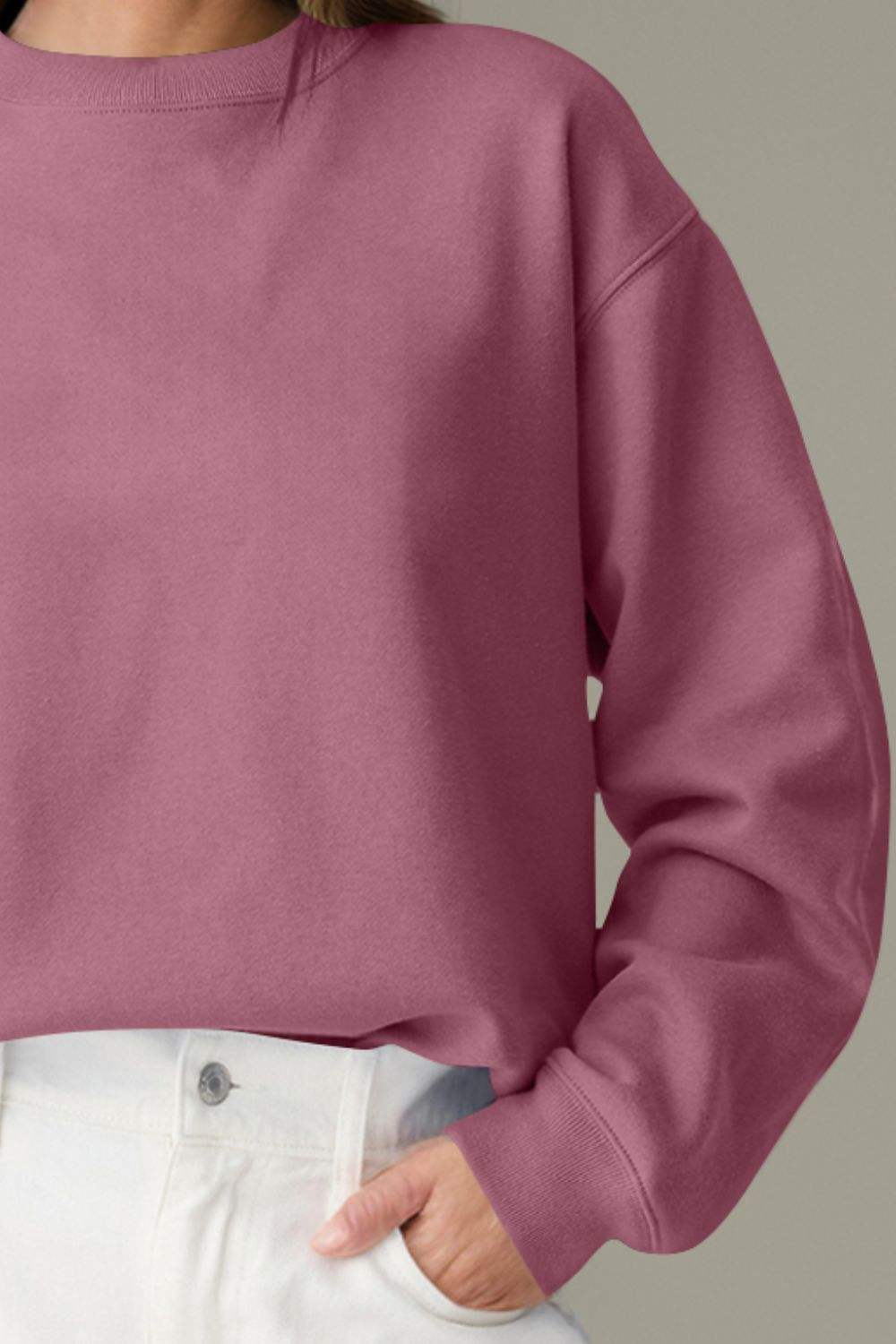 Round Neck Long Sleeve Sweatshirt - Trendsi - Flyclothing LLC