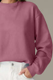 Round Neck Long Sleeve Sweatshirt - Trendsi - Flyclothing LLC