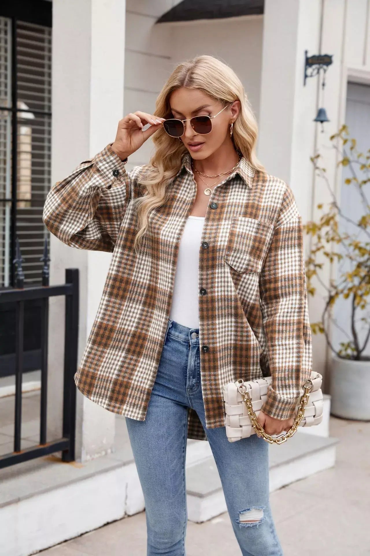 Casual Plaid Long Sleeve Shirt - Trendsi - Flyclothing LLC