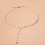 Wheat‑Spike Faux Pearl Necklace Bracelet Earrings 3‑Pcs Jewelry Set - Trendsi - Flyclothing LLC