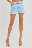 RISEN Full Size High Rise Belted Roll Up Shorts Plus Size - Trendsi - Flyclothing LLC