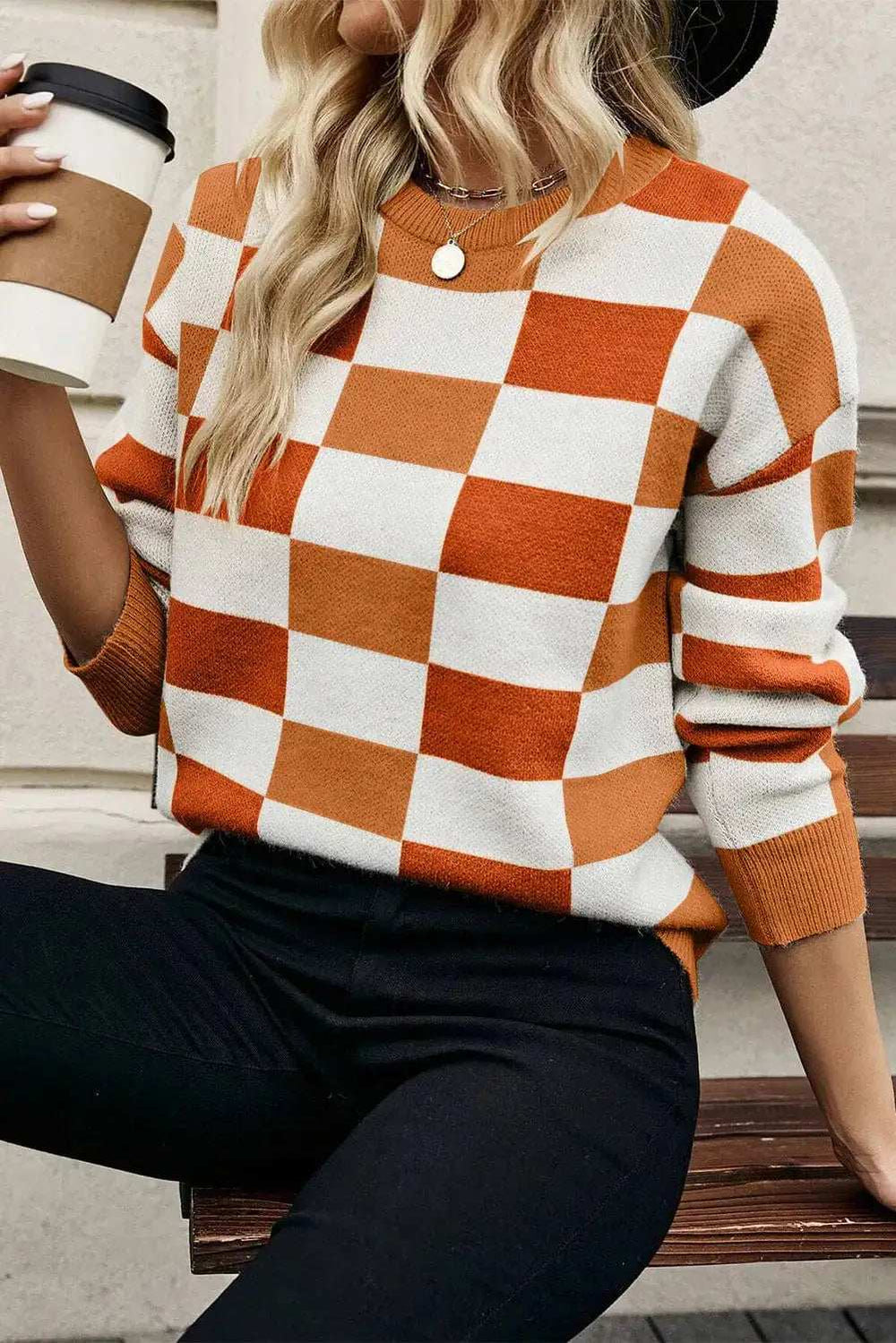 Color Block Round Neck Sweater - Trendsi - Flyclothing LLC