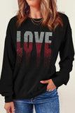 Rhinestone LOVE Round Neck Long Sleeve Sweatshirt - Trendsi - Flyclothing LLC