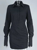 Striped Long Sleeve Shirt Dress - Trendsi - Flyclothing LLC