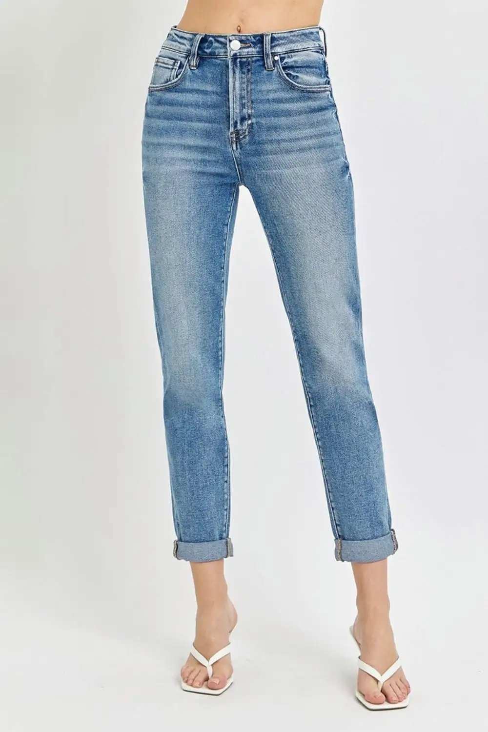 Risen Full Size High Rise Cropped Roll Up Jeans - Trendsi - Flyclothing LLC