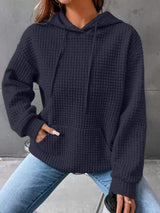 Full Size Textured Kangaroo Pocket Hoodie Plus Size - Trendsi - Flyclothing LLC