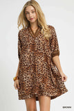 Umgee Full Size Leopard Print Mini Dress with Contrast Trim Plus Size - Trendsi - Flyclothing LLC