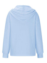 Drawstring Quarter Button Long Sleeve Hoodie - Trendsi - Flyclothing LLC