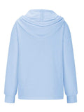 Drawstring Quarter Button Long Sleeve Hoodie - Trendsi - Flyclothing LLC