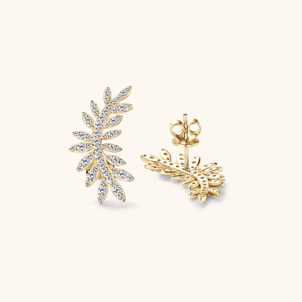 Moissanite 925 Sterling Silver Leaf Shape Stud Earrings - Trendsi - Flyclothing LLC