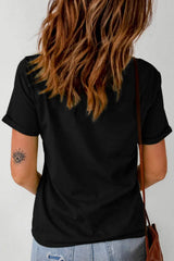 Letter Graphic Round Neck Short Sleeve T-Shirt - Trendsi - Flyclothing LLC