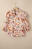 Abstract Print 3/4 Sleeve Ruffle Blouse - Trendsi