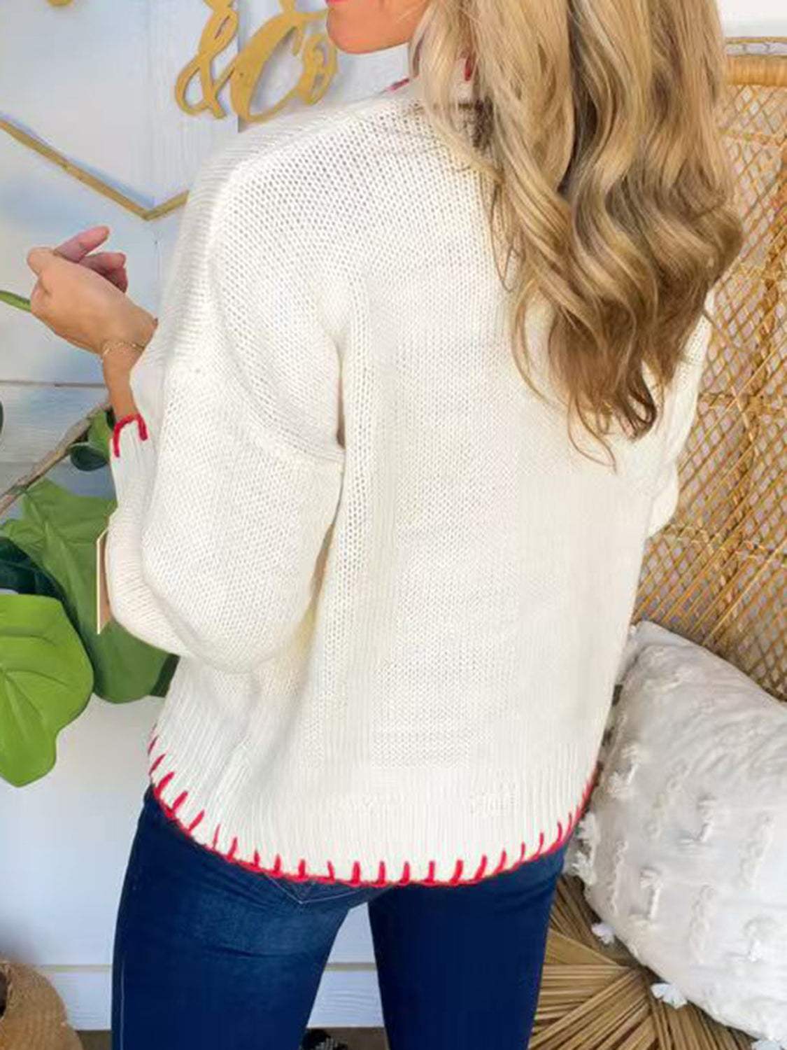 Bow Round Neck Long Sleeve Sweater - Trendsi - Flyclothing LLC
