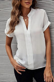 Full Size Notched Short Sleeve Blouse - Trendsi