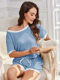 Ribbed Round Neck Top and Shorts Set - Trendsi - Flyclothing LLC