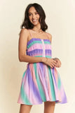Davi & Dani Multi Color Ombre Printed Bodice Button Up Dress - Trendsi